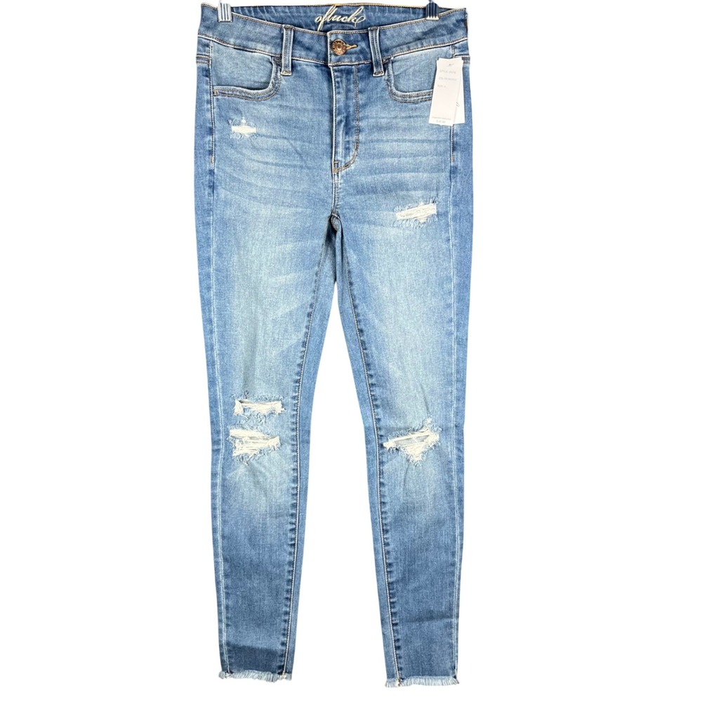 Luck Original Jeans Skinny Women Size 4 Indigo Distressed Ripped Frayed‎ Hem
